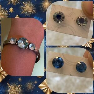 Elegant 3 Piece Silver and Blue Jewelry Set